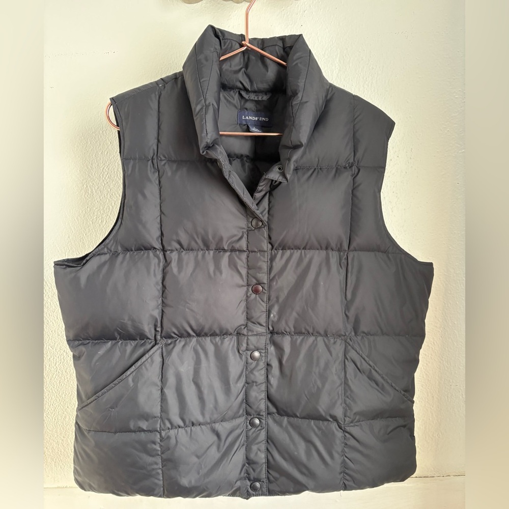 Lands' End Women's Dark Gray Quilted Vest